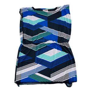 Chicos Womens Geometric Print Sleeveless Dress Size 2 Blue/White/Black Polyester